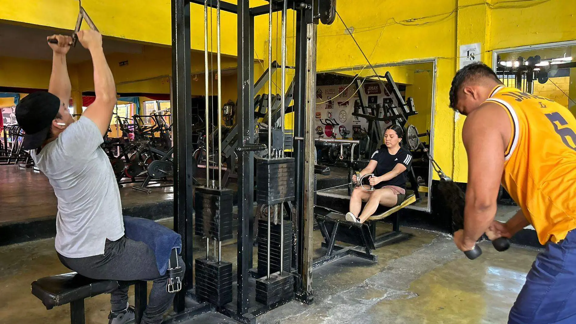 Personas haciendo pesas en el gimnasio